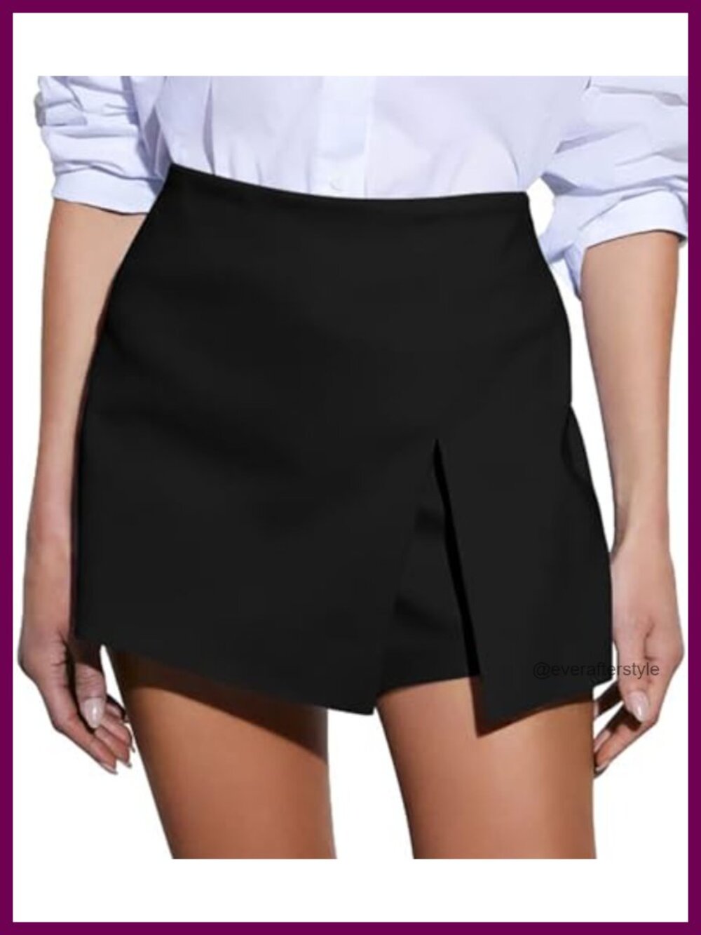 High Waist A-Line Mini Skort with Side Slit Asymmetrical Hem